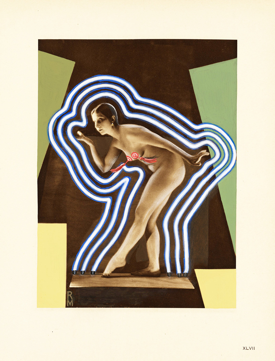 Ruth Marten, 28 2023, from the series: *All About Eve*, Gouache on heliogravure from 1923, ca. 22.8 x17 cm, Courtesy The Neon Museum Las Vegas © the artist; photo: Jeffrey Sturges