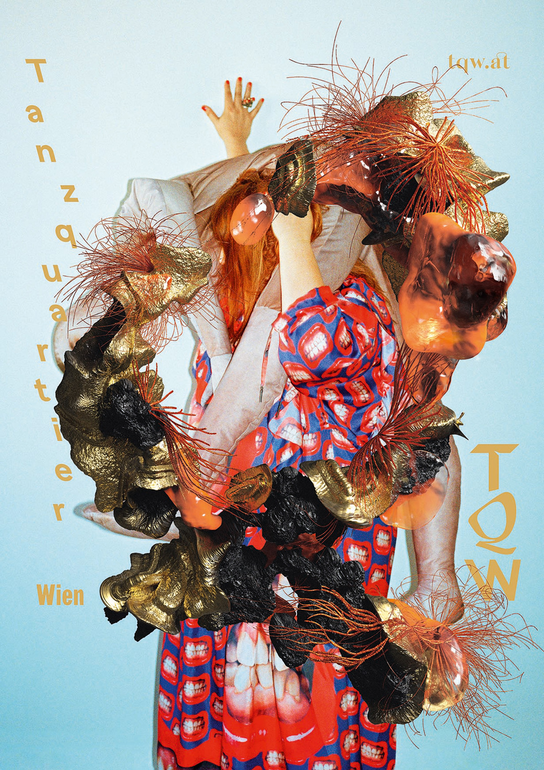 Background: Studio VIE, Anouk Rehorek, Christian Schlager, Eisa Kubik (graphic design), Herwig Scherabon (digital art), Katarina Šoškić (photo), Tanzquartier Wien campaign – Jakob Lena Knebel, 2019. From a three-part series, digital print © studio VIE