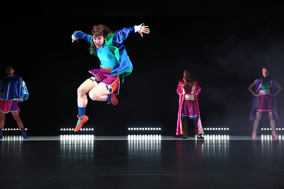 *Du bist dran!* by Regina Rossi with Larissa Potapov (front), Guy Marsan, Anand Dhanakoti, Nora Elberfeld; photo: Anja Beutler