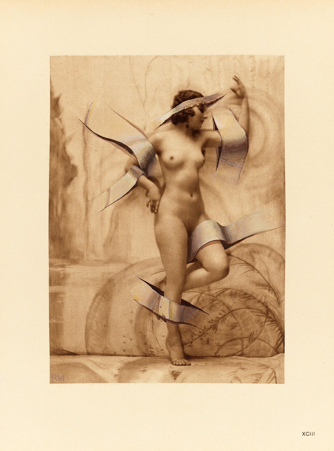 Ruth Marten, #7 2023, from the series: *All About Eve*, Gouache on heliogravure from 1923, ca. 22.8 x17 cm, Courtesy sammlung stefan thull © the artist; photo: Jeffrey Sturges