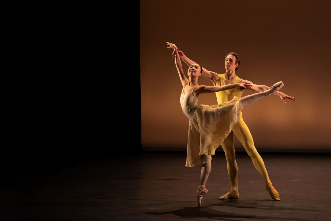 Royal Ballet School students perform *Rhapsody* by Frederick Ashton; ; photo and background: The Royal Ballet School. Photographed by Rachel Cherry