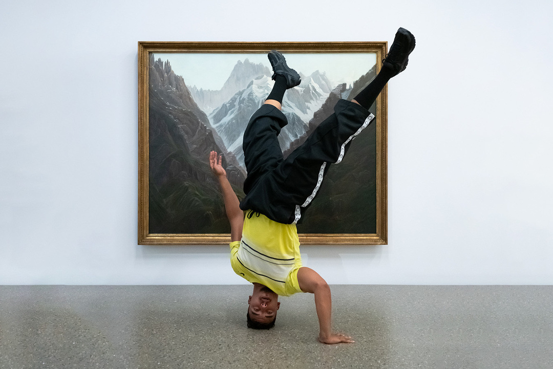 *Y*, a choreographic parcours by Anne Teresa De Keersmaeker at Museum Folkwang, featuring Nassim Baddag, Essen, 2024; photo: Katja Illner / Ruhrtriennale