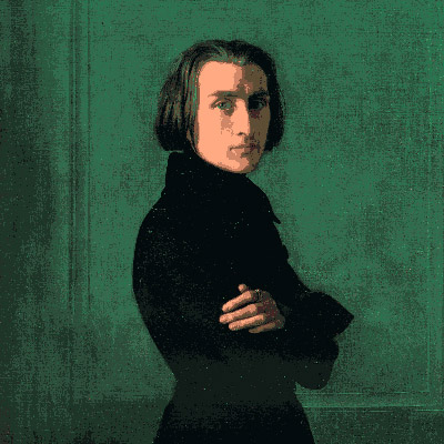 Franz Liszt 1839. Gemälde von Henri Lehmann.